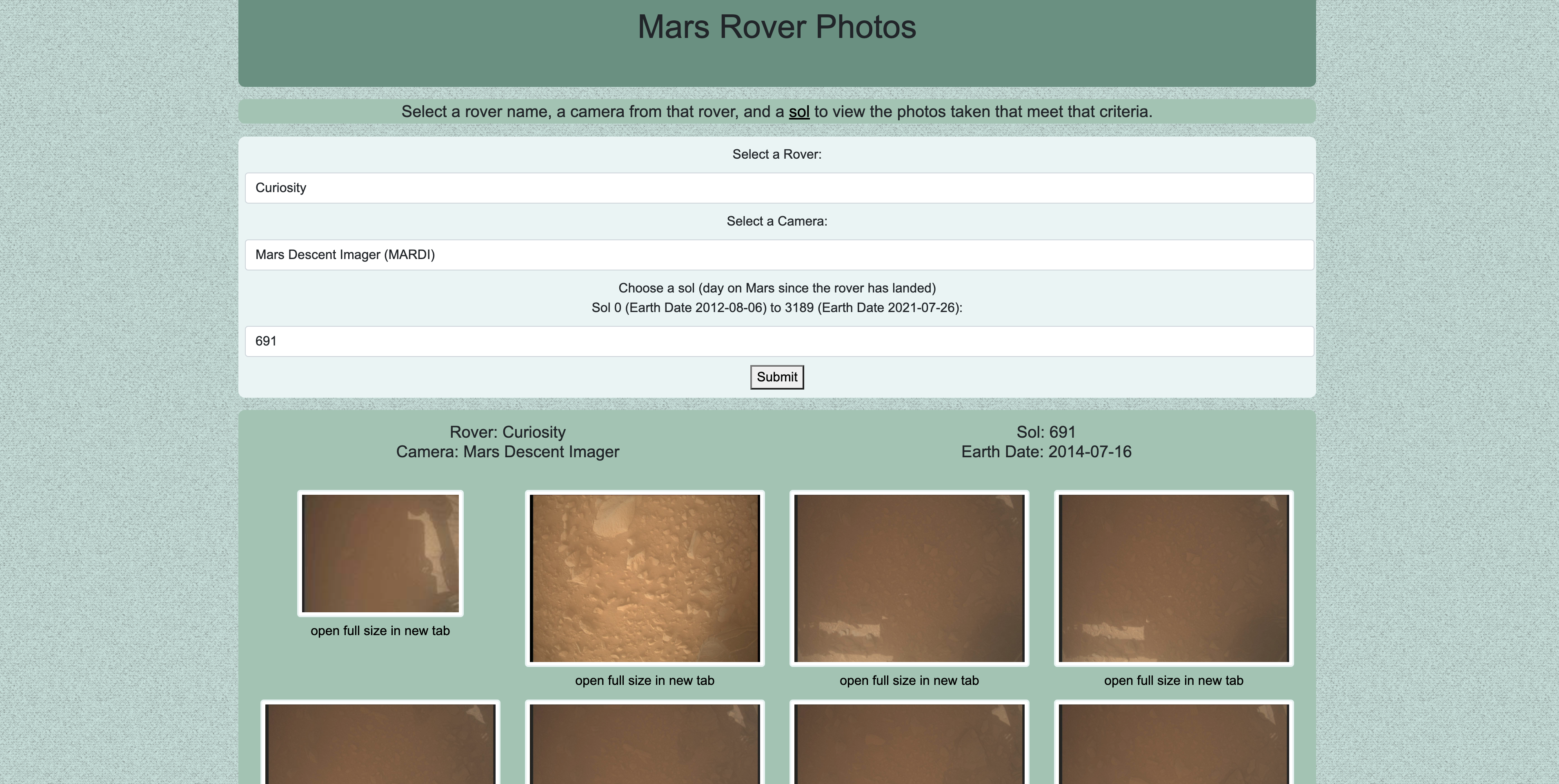 Mars Rover Photo API